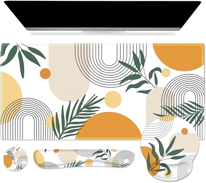 iCasso Mouse Pad and Keyboard Wrist Rest Set, 4in1 XXL Large Mousepad +Keyboard by iCasso