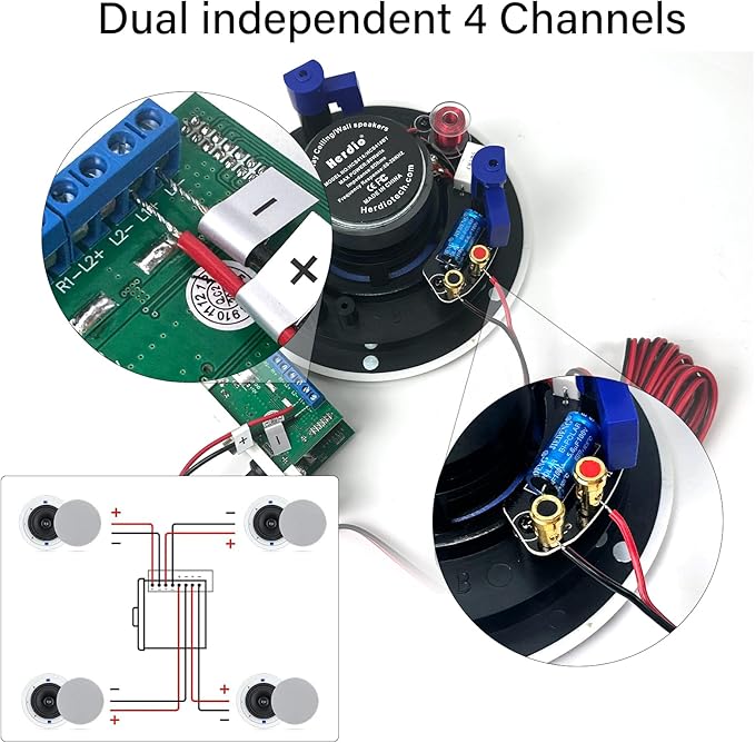 Herdio Bluetooth Wall Amplifier 4 Channels Volume Control Wall Plate - Image 3