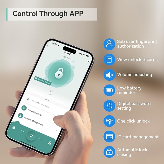 GEKRONE Fingerprint Smart Lever Lock TUYA APP Control Keyless Entry Bluetooth - Image 3