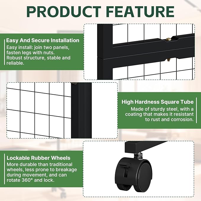 Maeklon 3 Pack Grid Wall Panel Rack, 3x6 Ft Metal Gridwall Display Stand - Image 4