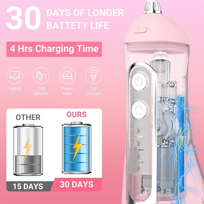 JNGOODS Cordless Water Dental Flosser Oral irrigator, JNGOODS 300ml - Image 3