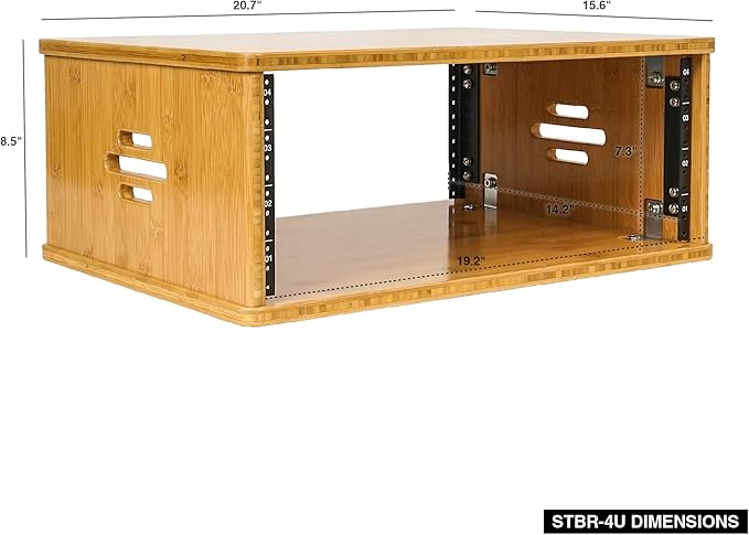 Sound Town DIY 4U Solid Bamboo Studio Rack w/ 14.2" Depth, Ventilation - Image 2