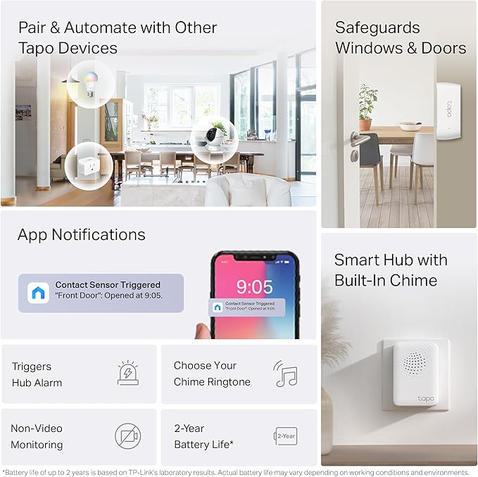 Tapo Door Sensor Starter KIT, Matter Compatible, 3X Smart Door Window Contact - Image 2