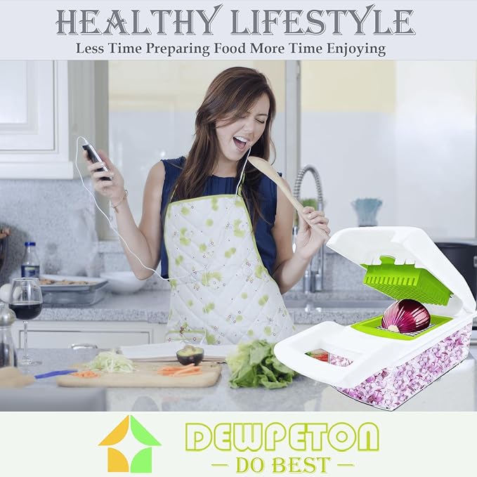 Dewpeton Pro-Series 16-in-1 Mandoline Slicer & Spiralizer, Veggie Chopper - Image 5