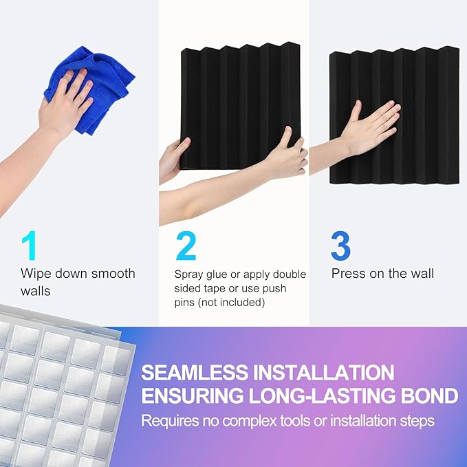JBER 24 Pack Blue and Charcoal Acoustic Panels Studio Foam Wedges Fireproof - Image 5