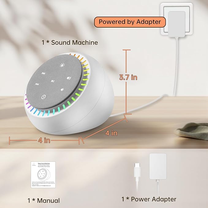 DreamSky Sound Machine for Sleep, 26 Sounds & RGB Night Light, USB-C Powered - Image 8