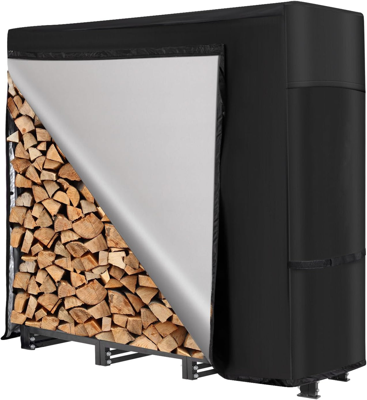 nalone 4ft outdoor firewood rack with cover, heavy, main product view