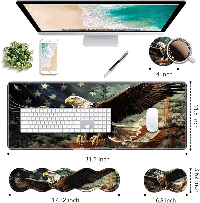 Ergonomic Keyboard Wrist Rest & Mouse Pad Wrist Rest Set, Large Gaming Desk Mat - Image 2