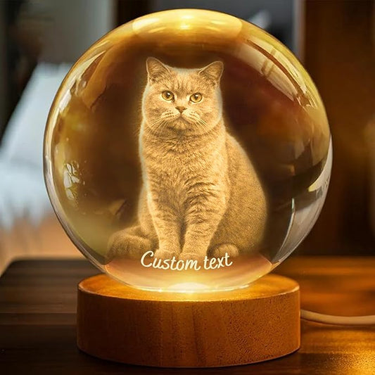 Herihues Personalized 3D Photo Crystal Ball, Custom Engraved Picture Lamp by Herihues