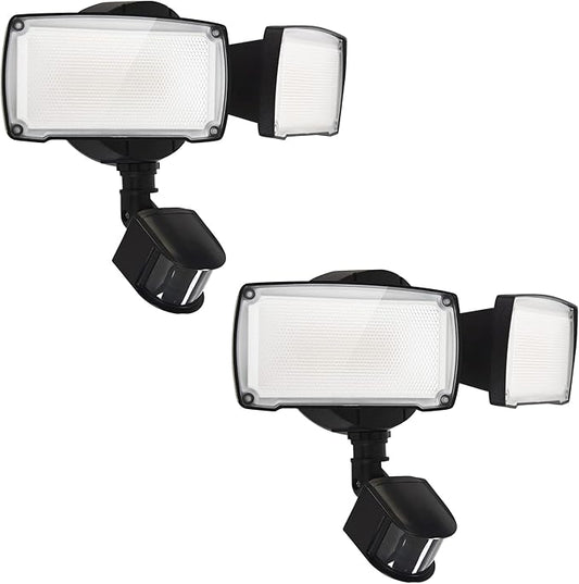 UME 2 Pack 19W LED Flood Light Motion Sensor Outdoor, 2 Adjustable Head by UME