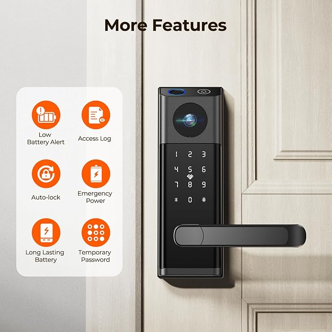Video Smart Lock with Camera & Doorbell, 5-in-1 Keyless Entry Door Lock with - Image 5