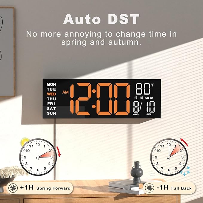 JALL 16" Large Digital Wall Mount Clock, Count Down Timer, Big LED, RGB Color - Image 5