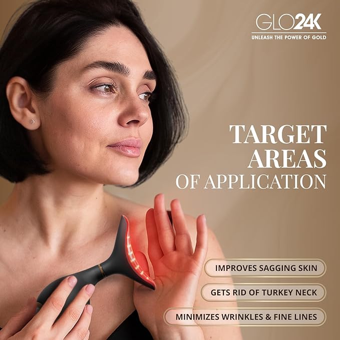 GLO24K Red Light Face & Neck Beauty Device – 3-in-1 Facial Massager Tool - Image 2
