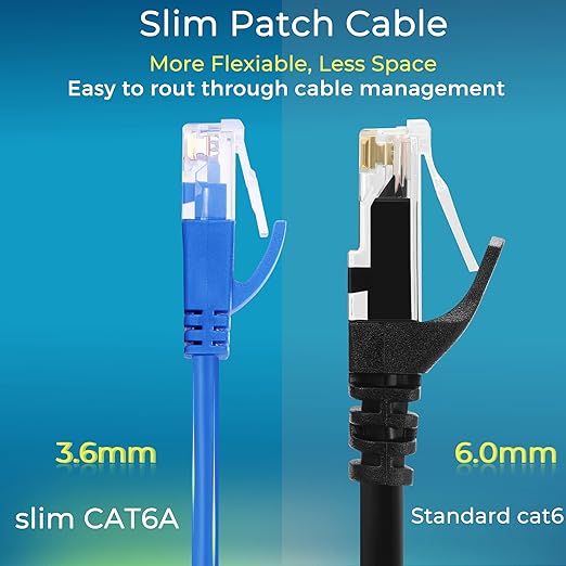 Rapink Patch Cables Cat6a 1ft Slim, Cat6a Ethernet Patch Cable 10G Support - Image 3