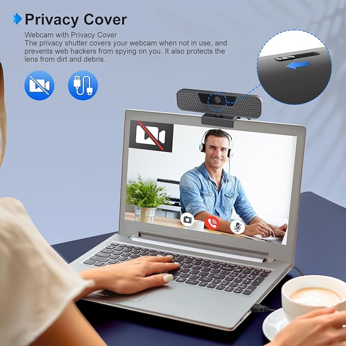 4K Auto Focus Webcam for PC, 4 AI Noise-Canceling Mics UHD Web cam, Auto Light - Image 7