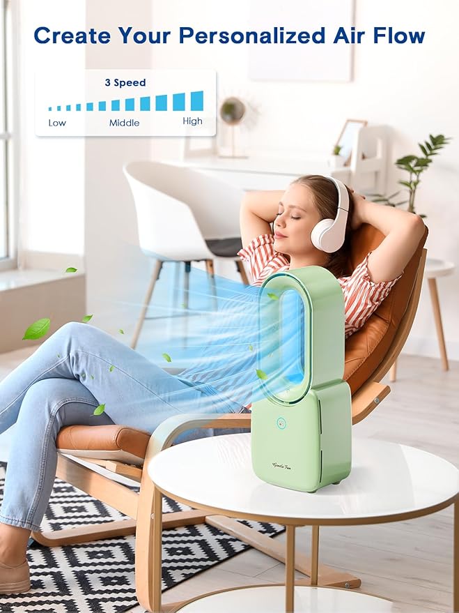 let'me Desk Fan, 11.8 Inch Portable Bladeless Fan Small Personal Cooling Fan - Image 5