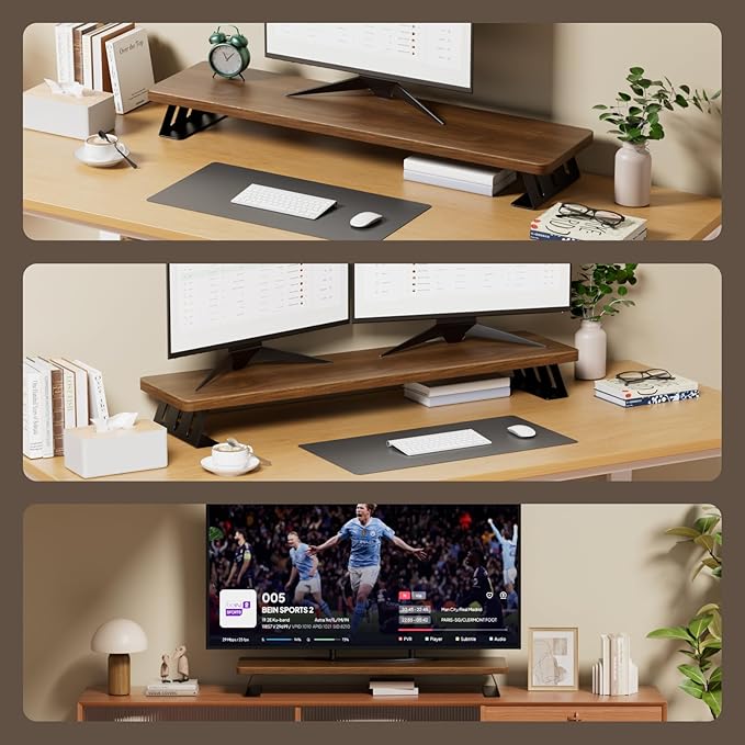 NestNeat Dual Monitor Stand Riser, 39 Inch Large Wood Monitor Stands - Image 5