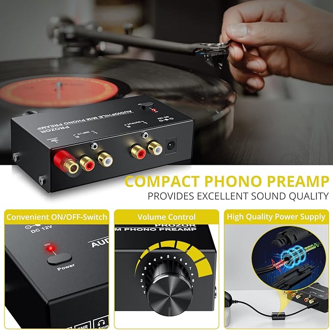 PROZOR Pre Amplifier for Turntable Audiophile M/M Phono preamp - Image 6