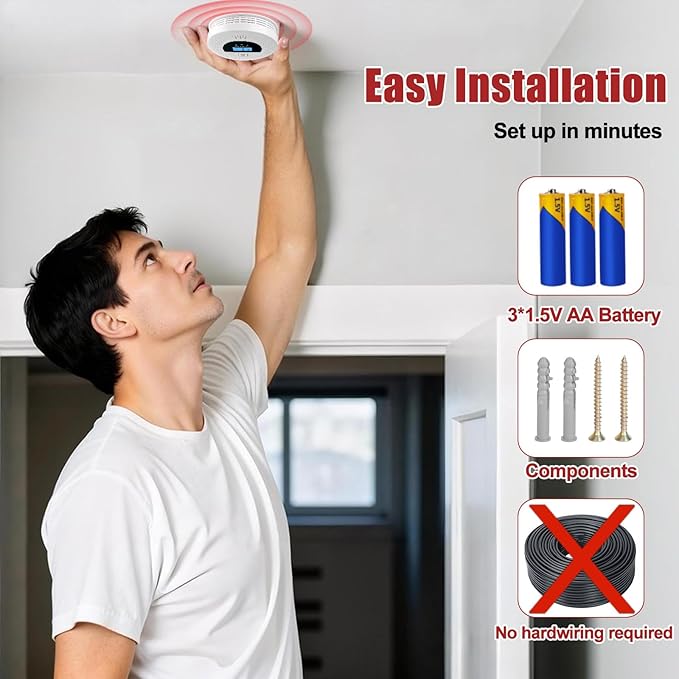 1-Pack Interconnected Smoke and Carbon Monoxide Detector, Test Button & - Image 7