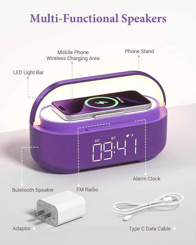 COLSUR Bluetooth Speaker Alarm Clock - Image 5