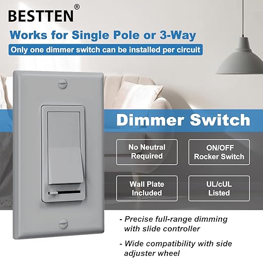 BESTTEN 10 Pack Dimmer Wall Light Switch, Compatible - Image 3