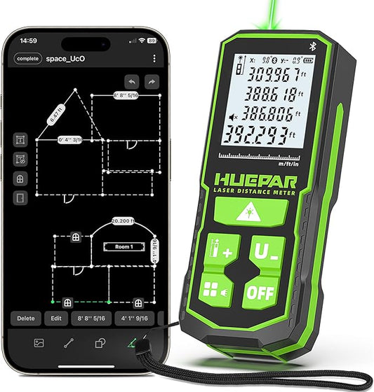 395FT Bluetoothed Green Laser Measuring Tool by Huepar