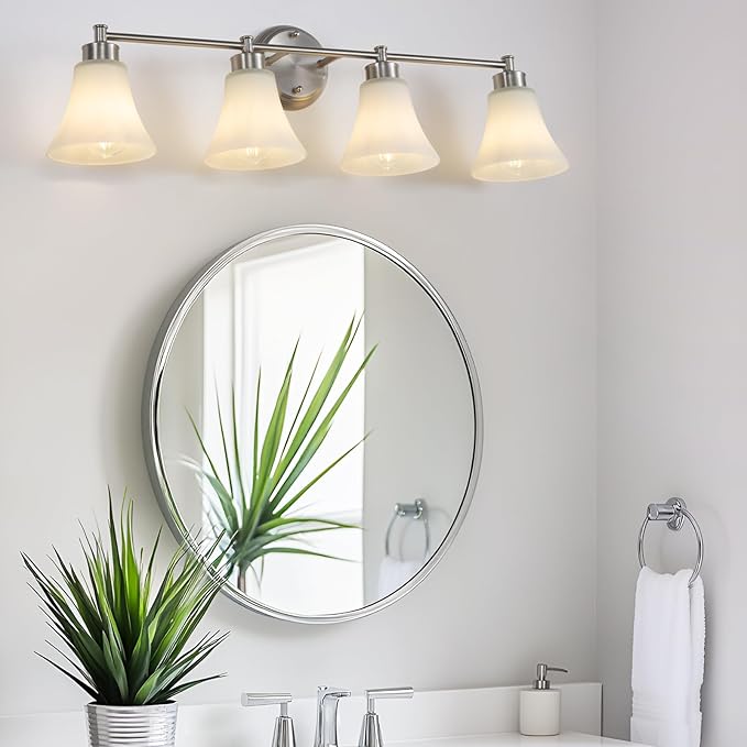 LOUSACE 4 Light Bathroom Vanity Light Brushed Nickel Bathroom Lighting Fixtures - Image 4