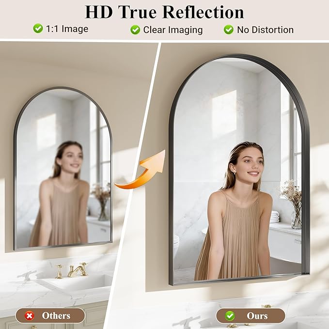 Arch Bathroom Mirror, Tempered Glass Decor Mirror - Image 4