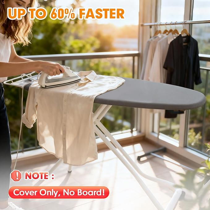 Ironing Board Cover and Pad, 18x49 Extra Wide Thick Iron Padding, Scorch & - Image 2
