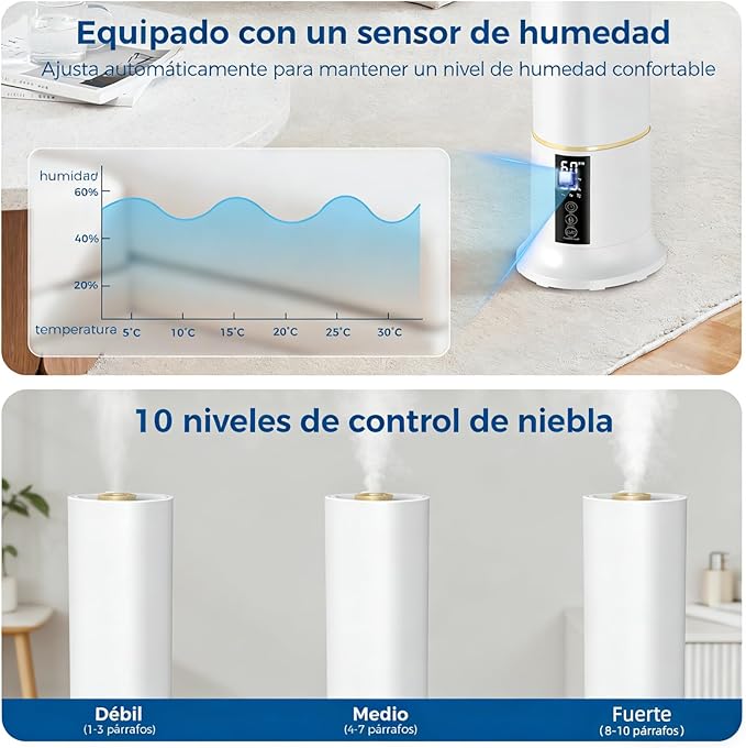 Humidifier Large Room, 2.4Gal Cool Mist Humidifiers - Image 6