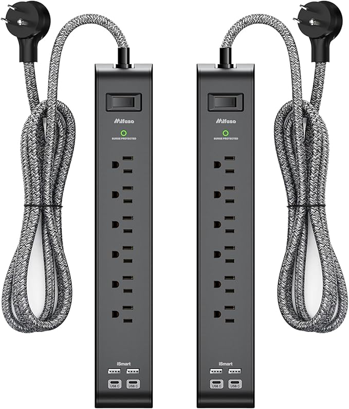 2 Pack Surge Protector Power Strip by Mifaso