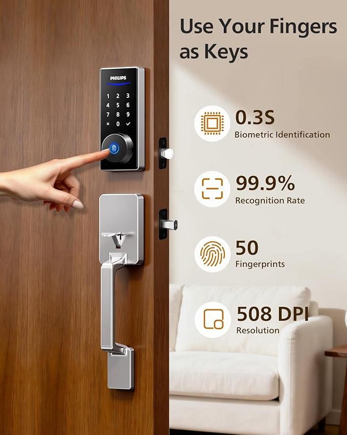 Philips Wi-Fi Smart Lock with Handle, Keyless Entry Keypad Door Lock with Handle - Image 5