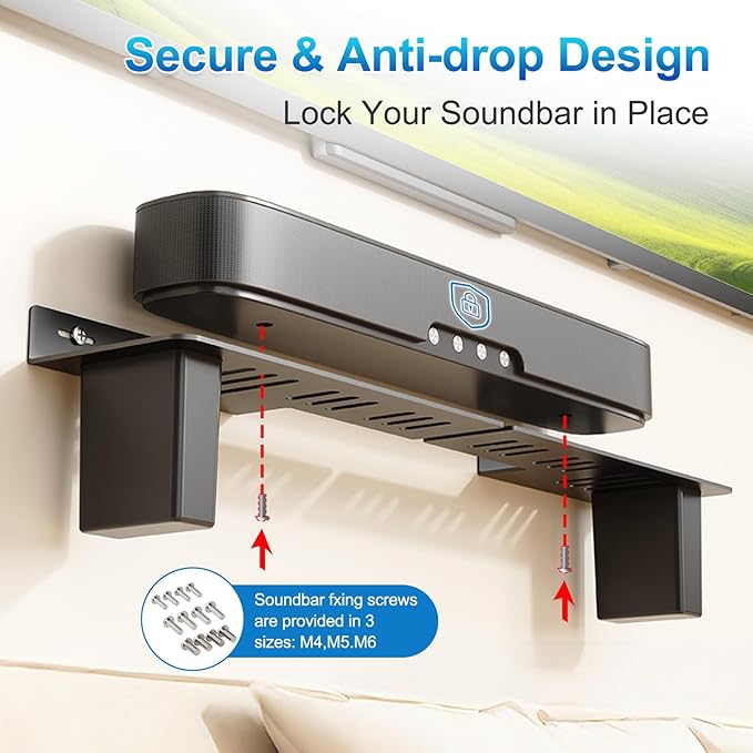 BYMECOST Heavy-Duty Steel Soundbar Mount Under TV - Image 5