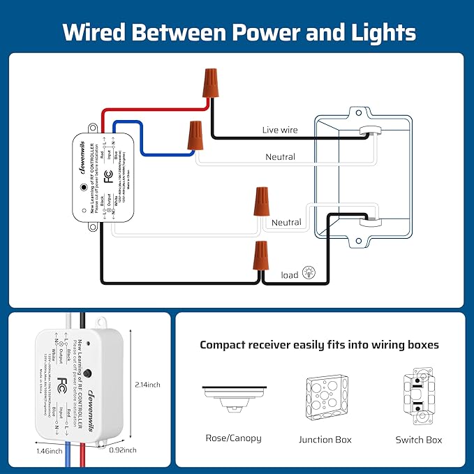 DEWENWILS Wireless Remote Light Switch, Expandable Wireless Wall Switch Kit - Image 6