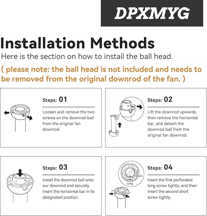 DPXMYG 48 inch Ceiling Fan Downrod - Image 4