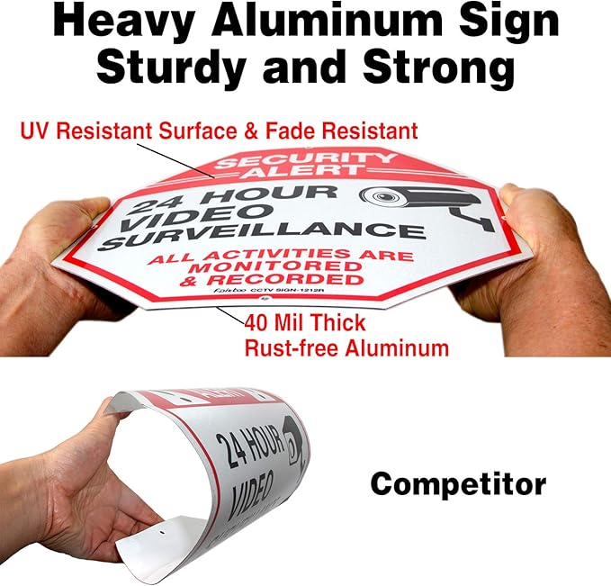 Video Surveillance Signs 12 x 12 Rust Free .040 Aluminum Security Warning - Image 3