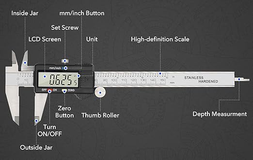 Digital Caliper Precise Measuring Tool, Vizbrite 6 inch Stainless Steel - Image 5