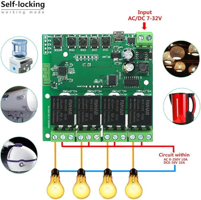 Newgoal 4-Channel WiFi Smart Switch Relay Module, TUYA/Smart Life App - Image 5