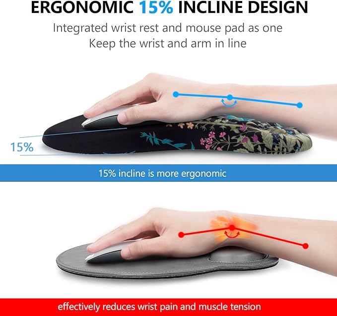 Mouse Pad Wrist Support, Laokiiy 2 in1 Keyboard Wrist Rest+ Ergonomic Mouse Pad - Image 2