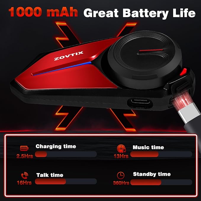 Motorcycle Helmet Headset Support 8 Riders Group Intercom Communication System - Image 6