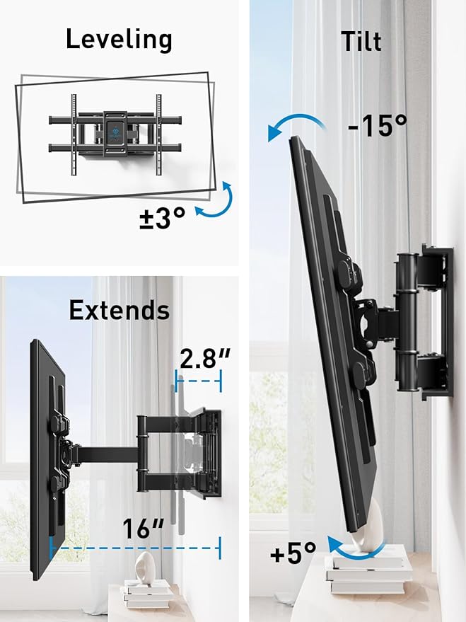 PERLESMITH Full Motion TV Wall Mount - Image 4