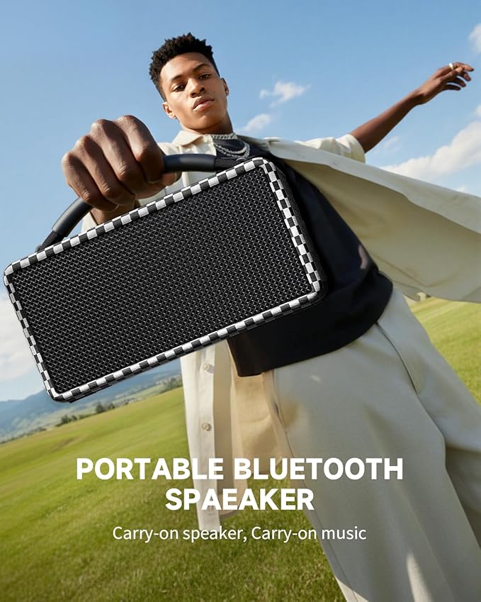 DINDIN Portable Bluetooth Speaker: 80W, 20H Playtime, Loud Wireless Wood - Image 3