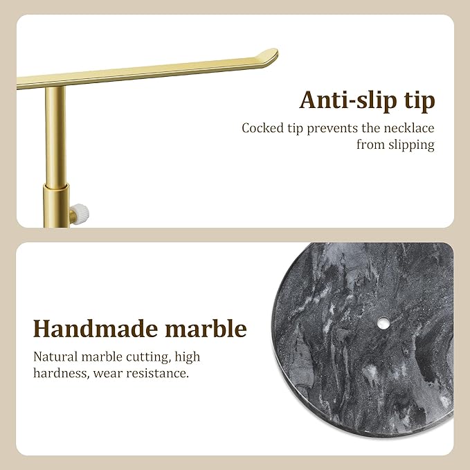 Josmimic Gold Necklace Holder Jewelry Organizer Stand – Adjustable Height T‑Bar - Image 5
