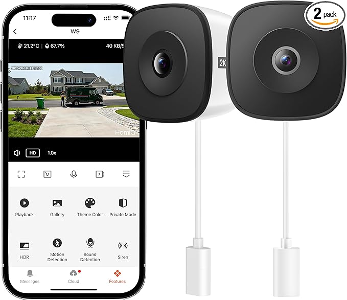 HOMIQ LIFE Window Security Camera 2K, Indoor WiFi Cameras 2.4GHz/5GHz, 2 Pack by Unknown