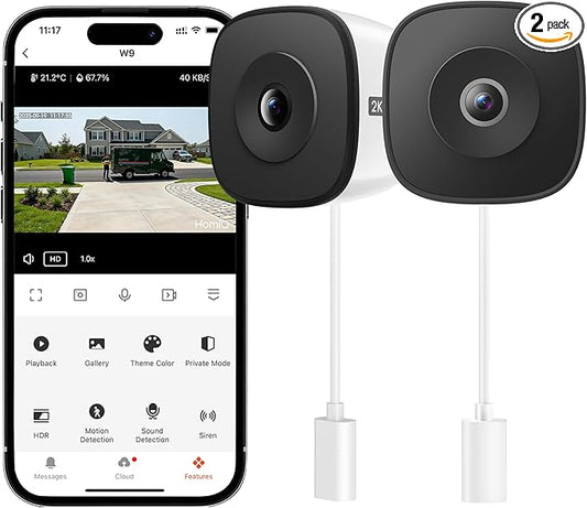 HOMIQ LIFE Window Security Camera 2K, Indoor WiFi Cameras 2.4GHz/5GHz, 2 Pack by Unknown