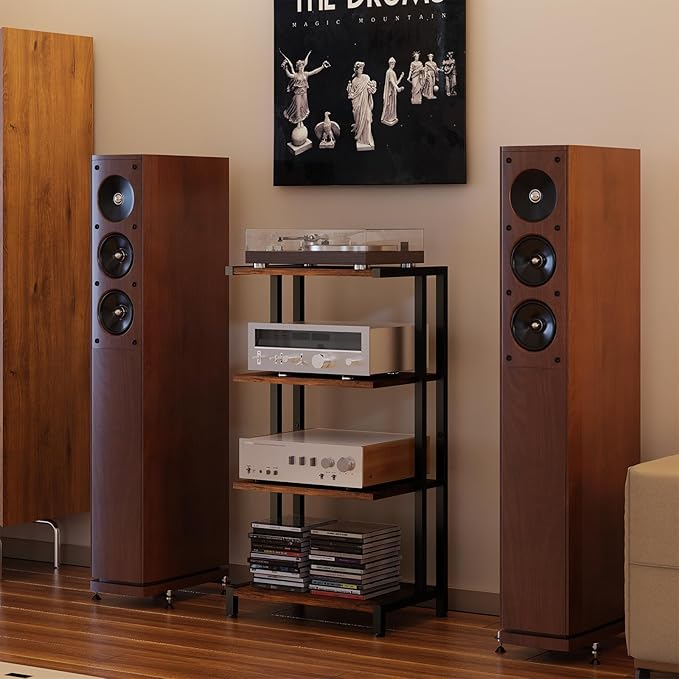 X-cosrack 16.5" Small 4-Tier AV Media Stand, Narrow Version Wooden Corner - Image 7