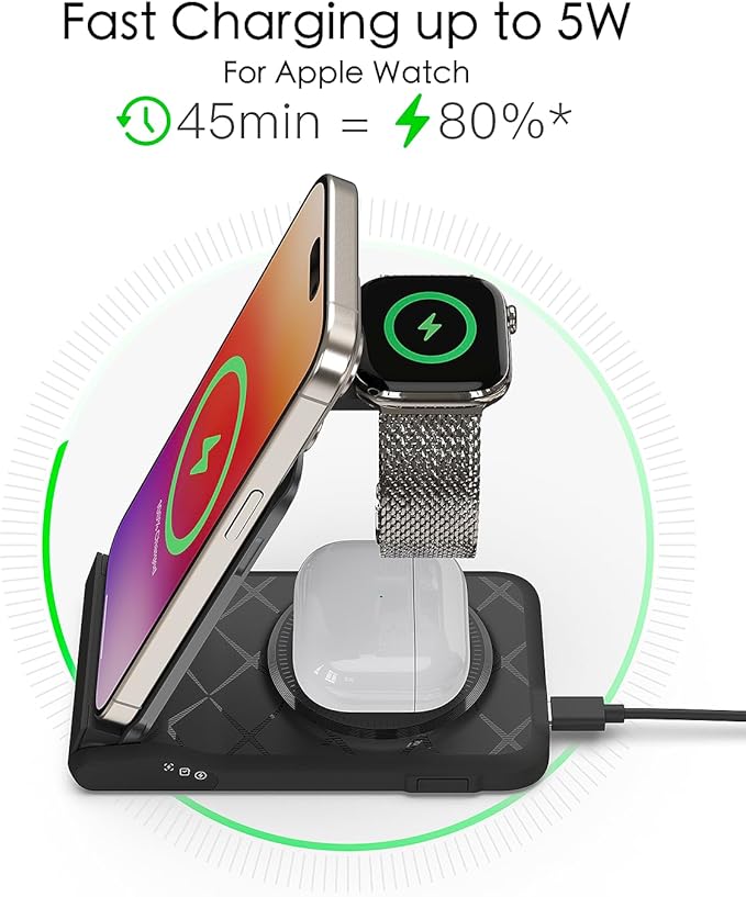 3 in 1 Charging Station for Multiple Devices, Travel Wireless Charging Station - Image 4