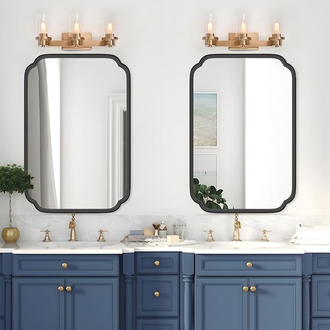 Black Bathroom Mirror for Over Sink 20" x 30" Modern Rounded Rectangle Bathroom - Image 2
