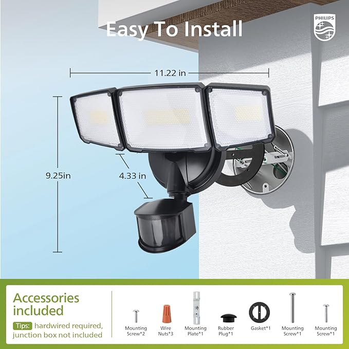 Philips 72W 7400LM LED Security Lights w/PIR Motion Sensor Outdoor, 5000K - Image 7
