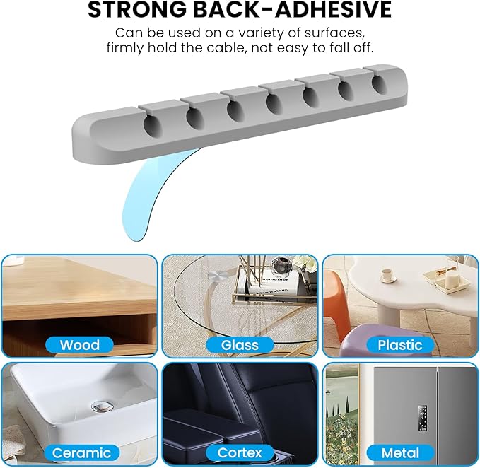 AhaStyle Cable Clips, 3 Pack Cord Holders Cable Organizer Self Adhesive Cord - Image 3